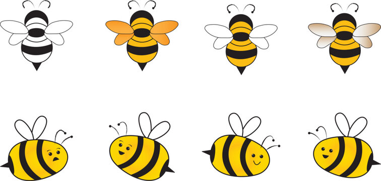 bumble-bee with honey and bee. fly vector bee logo, honey illustration, circle bee. honey bee icon sets.