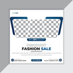 Fashion sale social media post design and editable social media post design template.