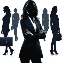 realistic business woman silhouette vector style with white background