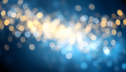 Blue and gold Abstract background and bokeh on New Year's Eve. AI generativ isolated with white highlights, png