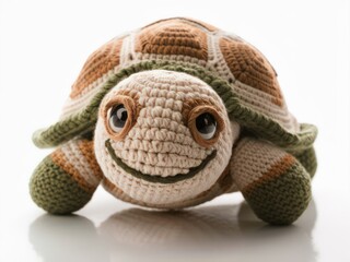 Obraz premium Adorable Handcrafted Crochet Turtle Plush with Realistic Design and Big Eyes.