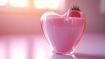 Strawberry Milk in a Heart Shaped Glass   A Romantic and Indulgent Treat