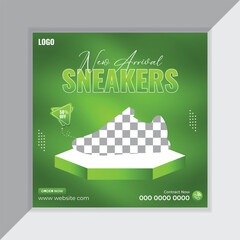 unique shoes social media post and banner design template ,