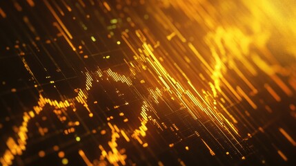 Financial data with gold-colored graph lines on a rich, gold-toned abstract background.