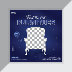 Modern furniture sale social media-  post collection template,