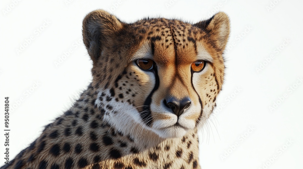 Wall mural a detailed and realistic close up of a cheetah, showcasing its sharp features and agile physique. th