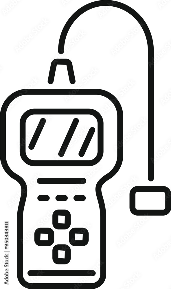 Poster line vector icon of a car diagnostic device showing an engine trouble code