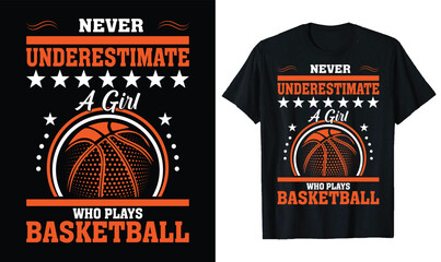 Never Underestimate A Girl Who Plays Basketball
 t-shirt Design