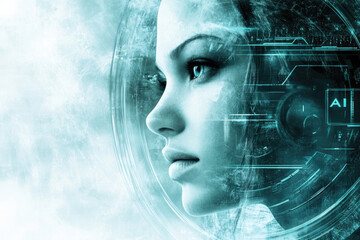 A futuristic depiction of AI technology with abstract elements and glowing circuits creating a high-tech ambiance.