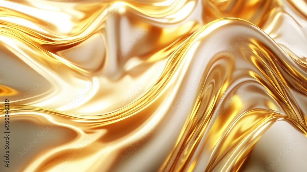 Poster smooth and flowing 3d golden waves with a high gloss, perfect for upscale and elegant visual present