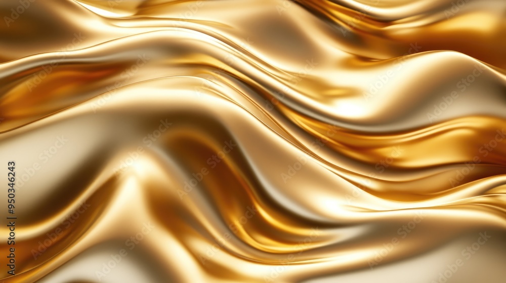 Poster smooth and flowing 3d golden waves with a high gloss, perfect for upscale and elegant visual present