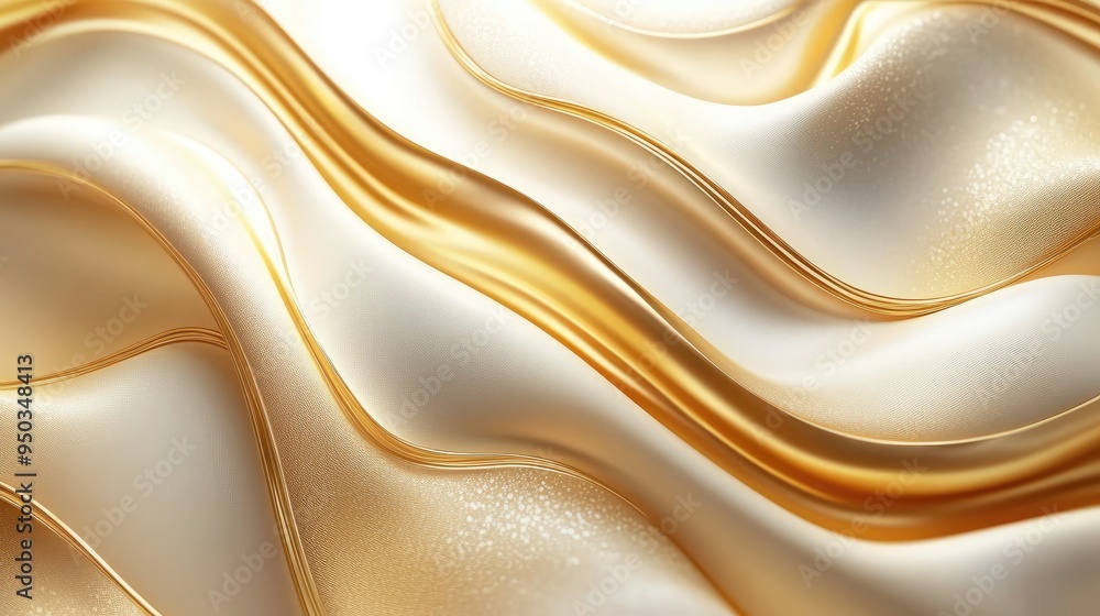 Poster sophisticated 3d golden waves with soft lighting, emphasizing depth and elegance in a modern design