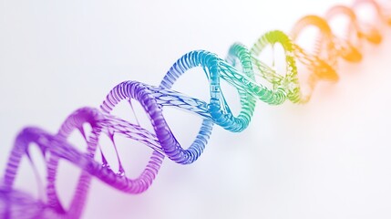a creative colorful DNA strand on a white background, minimal 3d art style