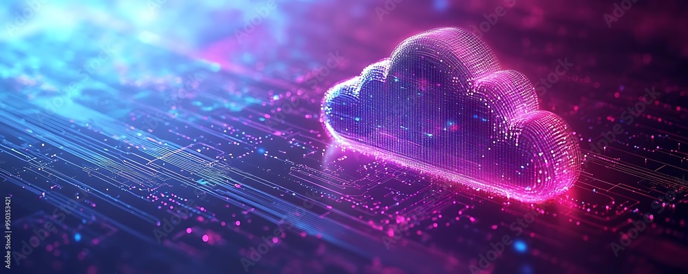 Poster cloud computing abstract 3d illustration with circuit board background