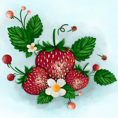 strawberries and leaves