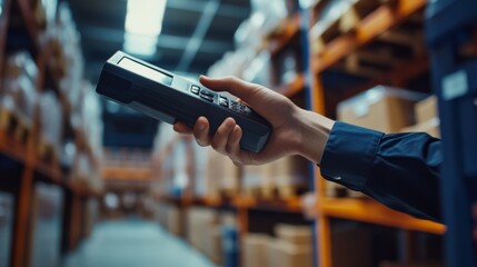 Warehouse Worker Scanning Inventory
