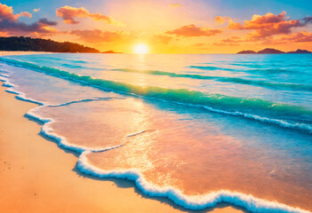 Obraz premium Brilliant Sunrise Colors Over the Sea