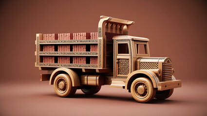 Professionally crafted 3D wooden model of Brick Transport Truck.