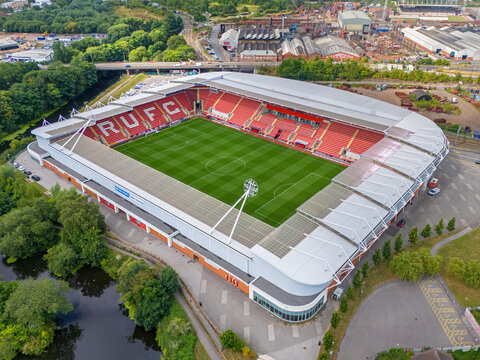 Rotherham, South Yorkshire. United Kingdom. 08.16.2024 Rotherham United Football Club, Aesseal New York Stadium. Aerial Image. 2024. 16th August 2024. 