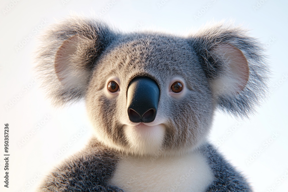 Wall mural a dynamic 3d of a koala in a close up view, displaying its endearing and gentle nature. the koala is