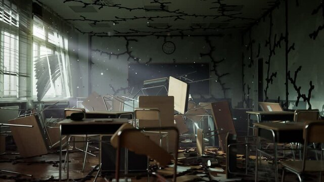 Strange Things In The Demolished Classroom Dark Red Stuff Spreading On Walls Strange Things Are Happening In The Demolished Classroom The Dark Red Stuff On The Floor