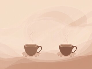 Obraz premium Abstract Coffee Art with Steaming Cups