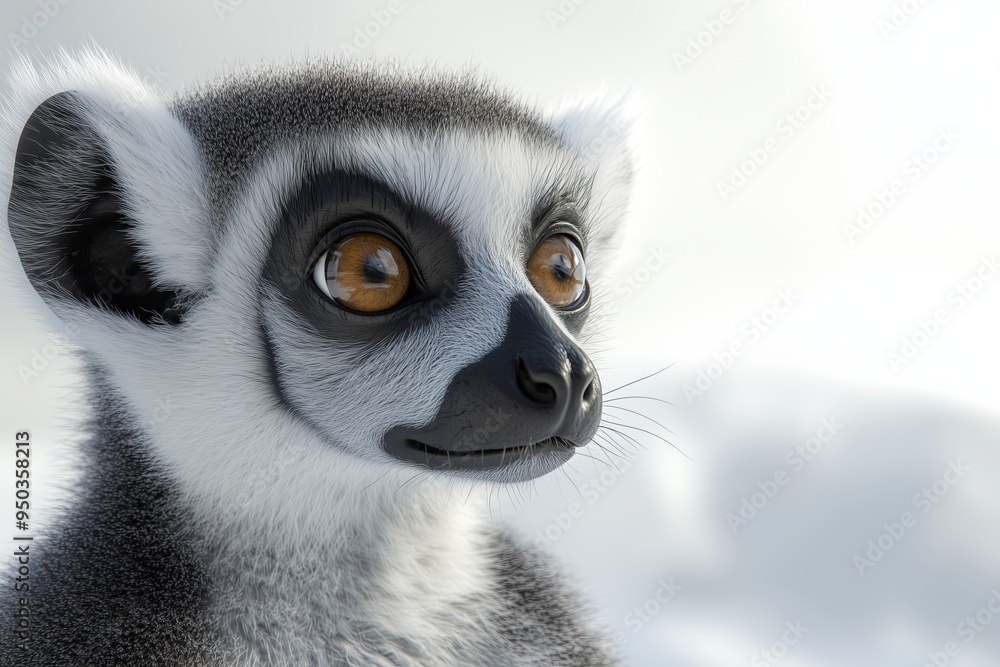 Wall mural a dynamic 3d of a lemur in a close up view, displaying its charming and curious nature. the lemur is