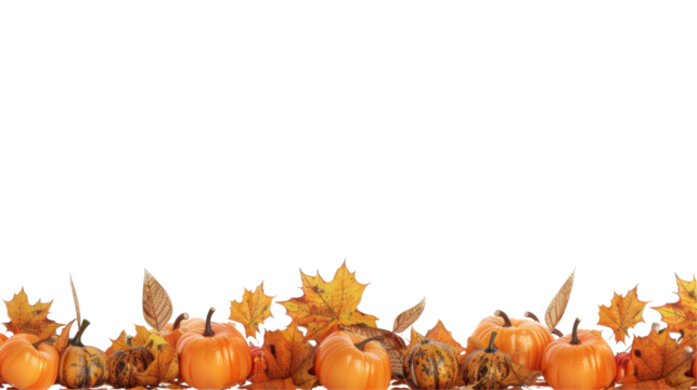 A decorative border featuring pumpkins and autumn leaves, ideal for seasonal themes.