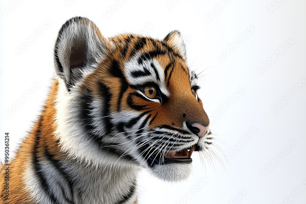 Canvas Prints a dynamic 3d of a tiger cub in a close up view, displaying its playful and curious nature. the cub i