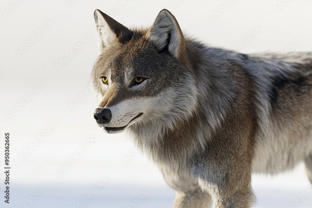 Wall mural a dynamic 3d of a wolf in a close up view, displaying its fierce and commanding nature. the wolf is 