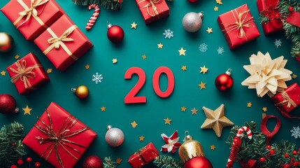 Christmas Decorations with 20 in the Center