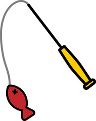 Simple and cute pet line icons of cat teaser wand