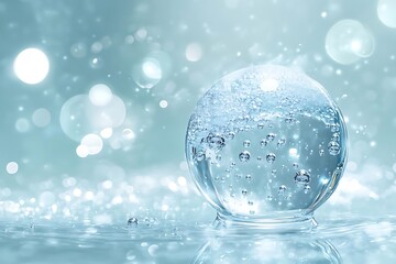 Water Drop Sphere with Bubbles Abstract Background