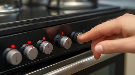 Hand Turning a Knob on an Electric Stove