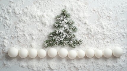 Snowy Christmas Tree with Ornaments