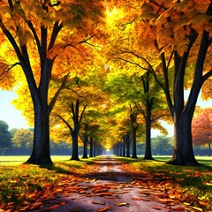 Fallen leaves, maple leaves, ginkgo tree, ginkgo tree road, autumn photo, autumn scenery, field, street trees, autumn, background,