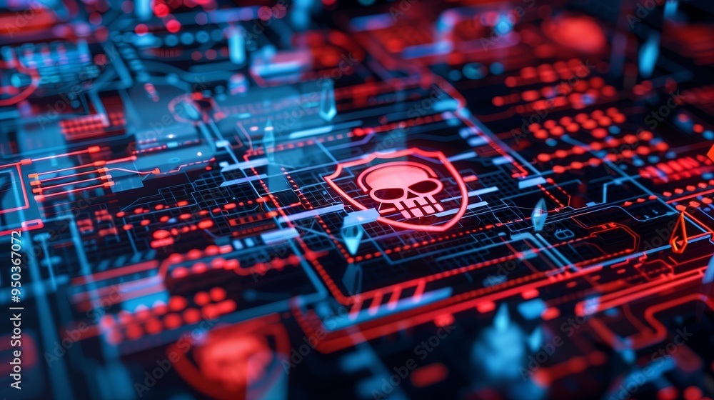 Aufkleber malware computer virus in artificial intelligence concept