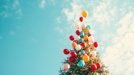Colorful Balloons on a Christmas Tree