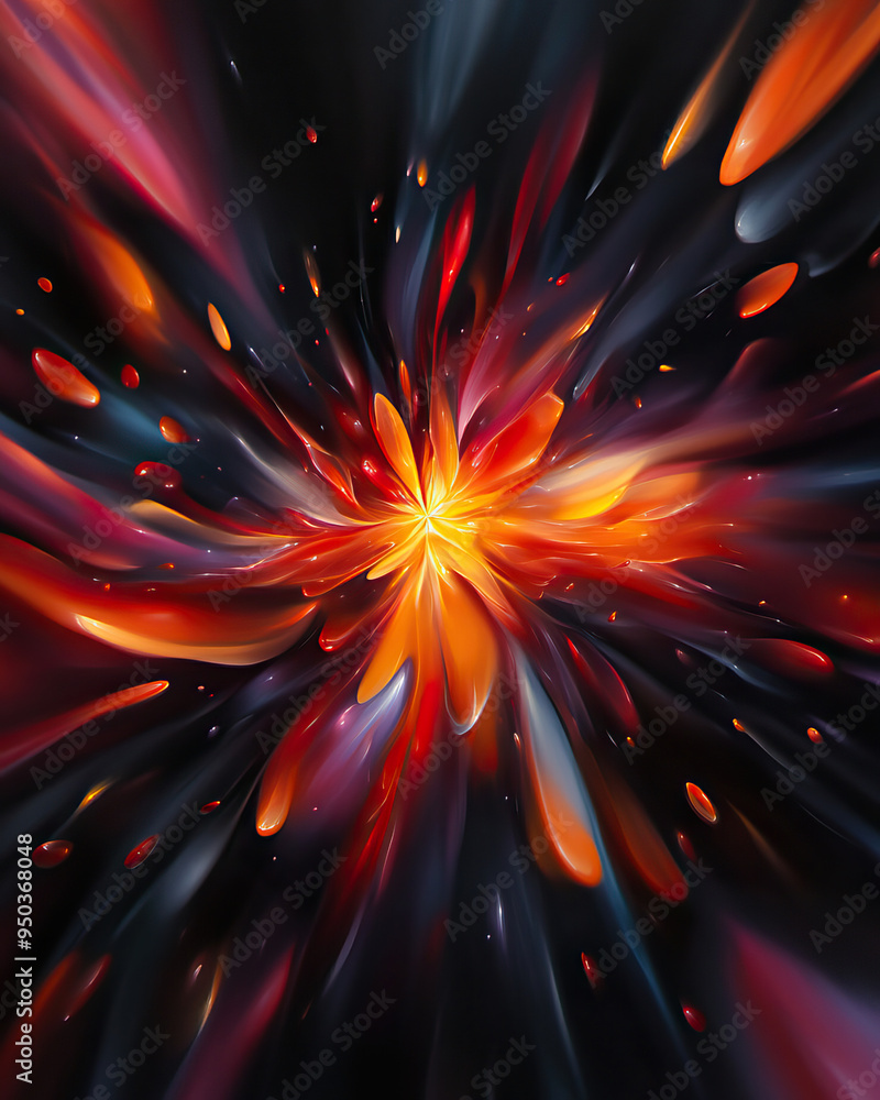 Poster abstract explosion of vibrant colors creates a dynamic visual experience, showcasing energy and move