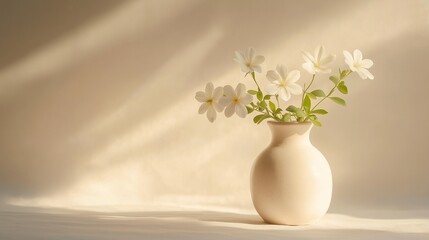 Fototapeta premium white flower vase against a plain background