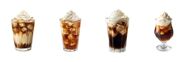  presented glass of iced coffee  isolated on transparent png background