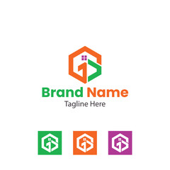 Obraz premium Modern Real estate Letter G and P monogram logo template design 