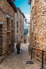 Houses and streets in Cerler old Pirineos town, Huesca (Spain) 