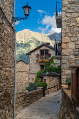 Houses and streets in Cerler old Pirineos town, Huesca (Spain) 