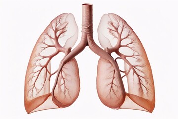 Translucent anatomical model of human lungs.