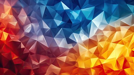 Obraz premium Abstract geometric background with vibrant triangles and polygons in shades of blue and orange