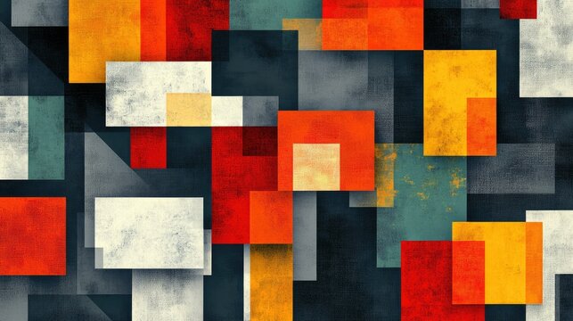 Abstract pattern of overlapping squares and rectangles, creating a modern and geometric design
