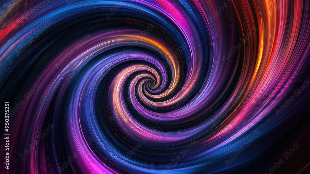 Poster abstract spiral graphic with vibrant colors, creating a hypnotic and dynamic design