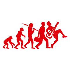 Man Play Electric Guitar Evolution Monkey Ape Stone Age Funny After Work Hard Rock Guitarist Instrument Musician Heavy Metal Musician Band Play Jam Session Concert Loud Bass Sound Gig Festival Hobby