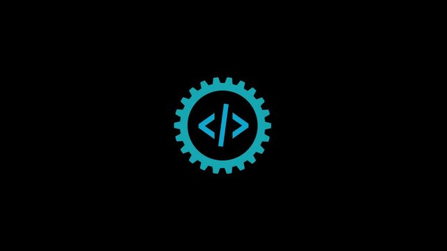 animated Programming Coding Icon - Setting gear Icon